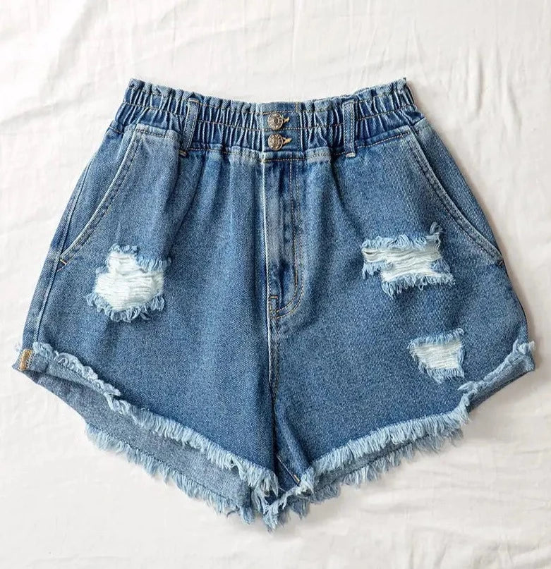 Colored denim distressed shorts www.chasethebutterflies.com