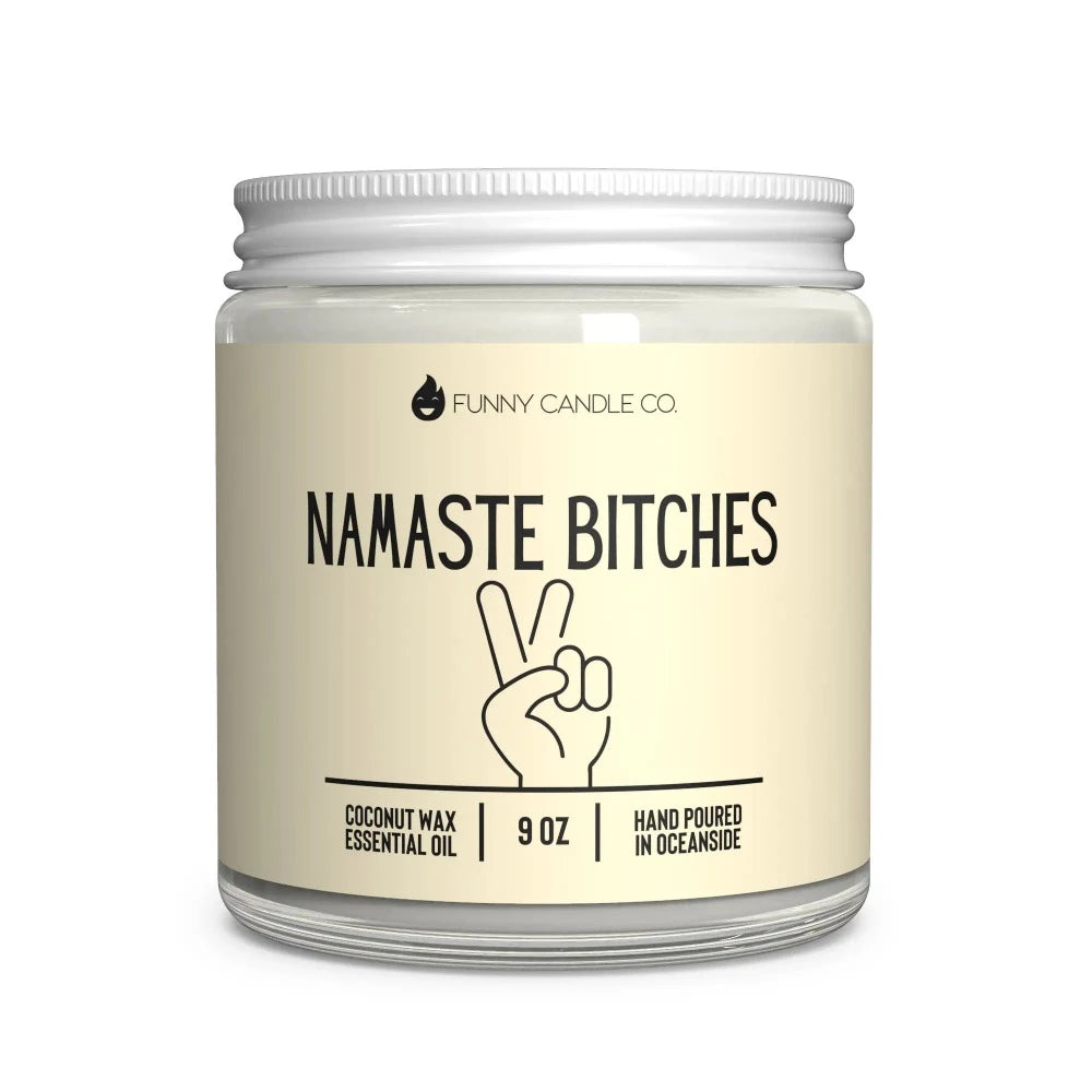 Namaste Bitches Personalized candle www.chasethebutterflies.com