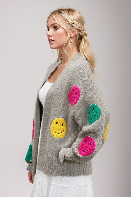 Floral Open Front Fuzzy Cardigan