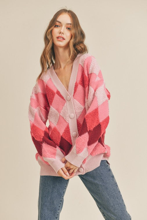 Argyle Button Cardigan