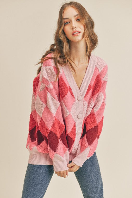 Argyle Button Cardigan