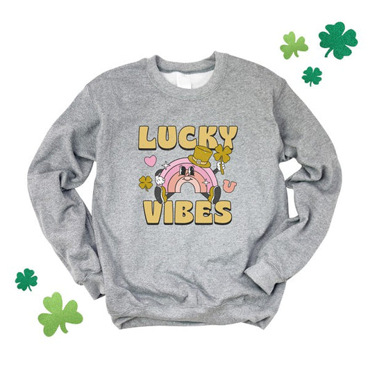 Lucky Vibes Cartoon Rainbow Graphic Sweatshirt