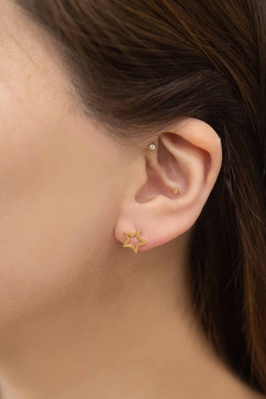 Star Outline Stud Earrings