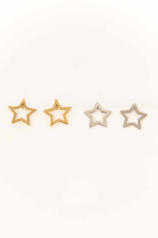 Star Outline Stud Earrings