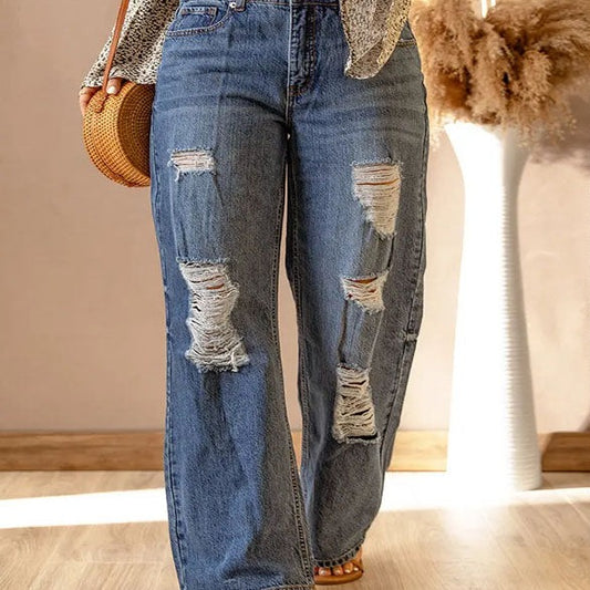 Distressed Wide Leg Jeans