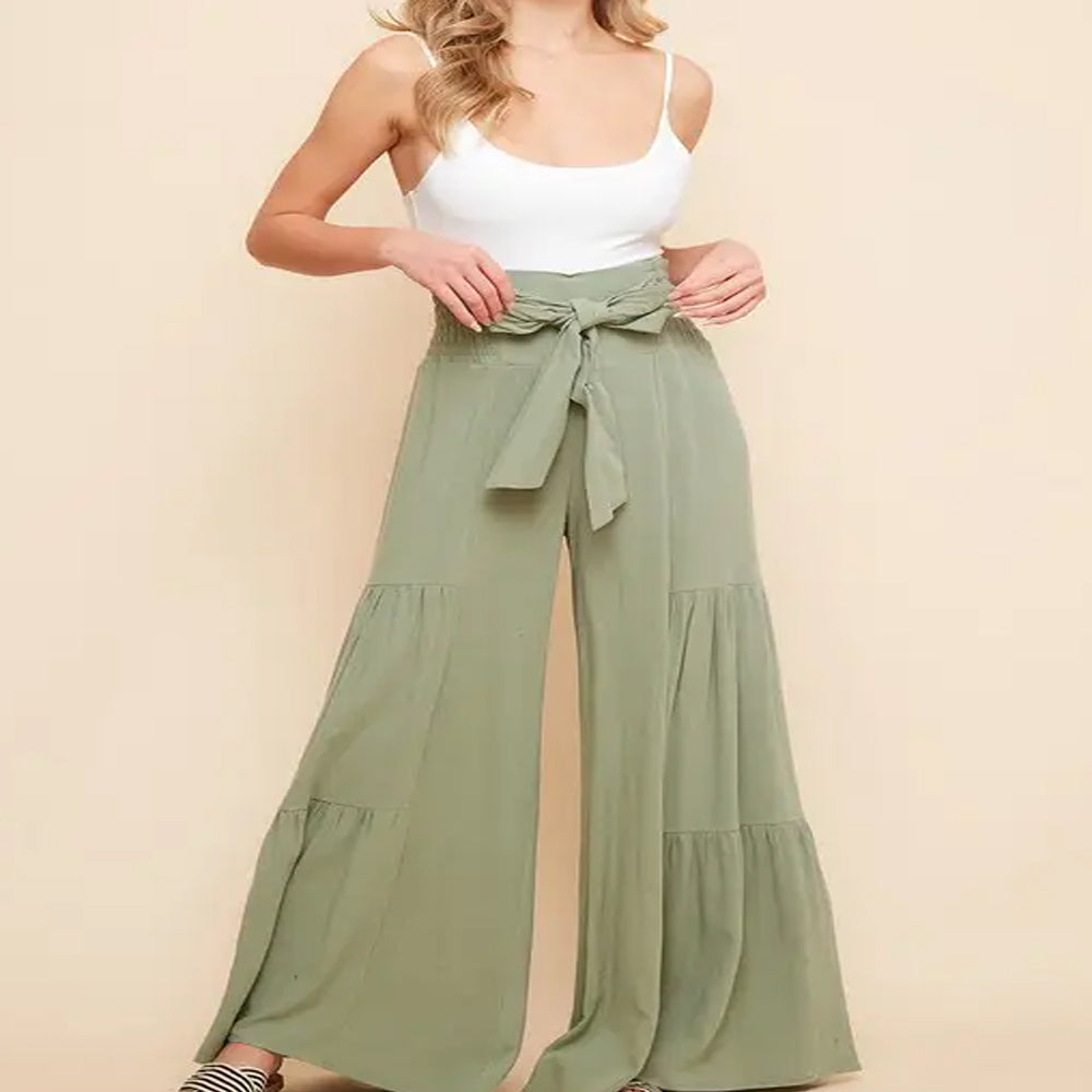 Wide Leg High Waisted Pants  with Tie Front www.chasethebutterflies.com