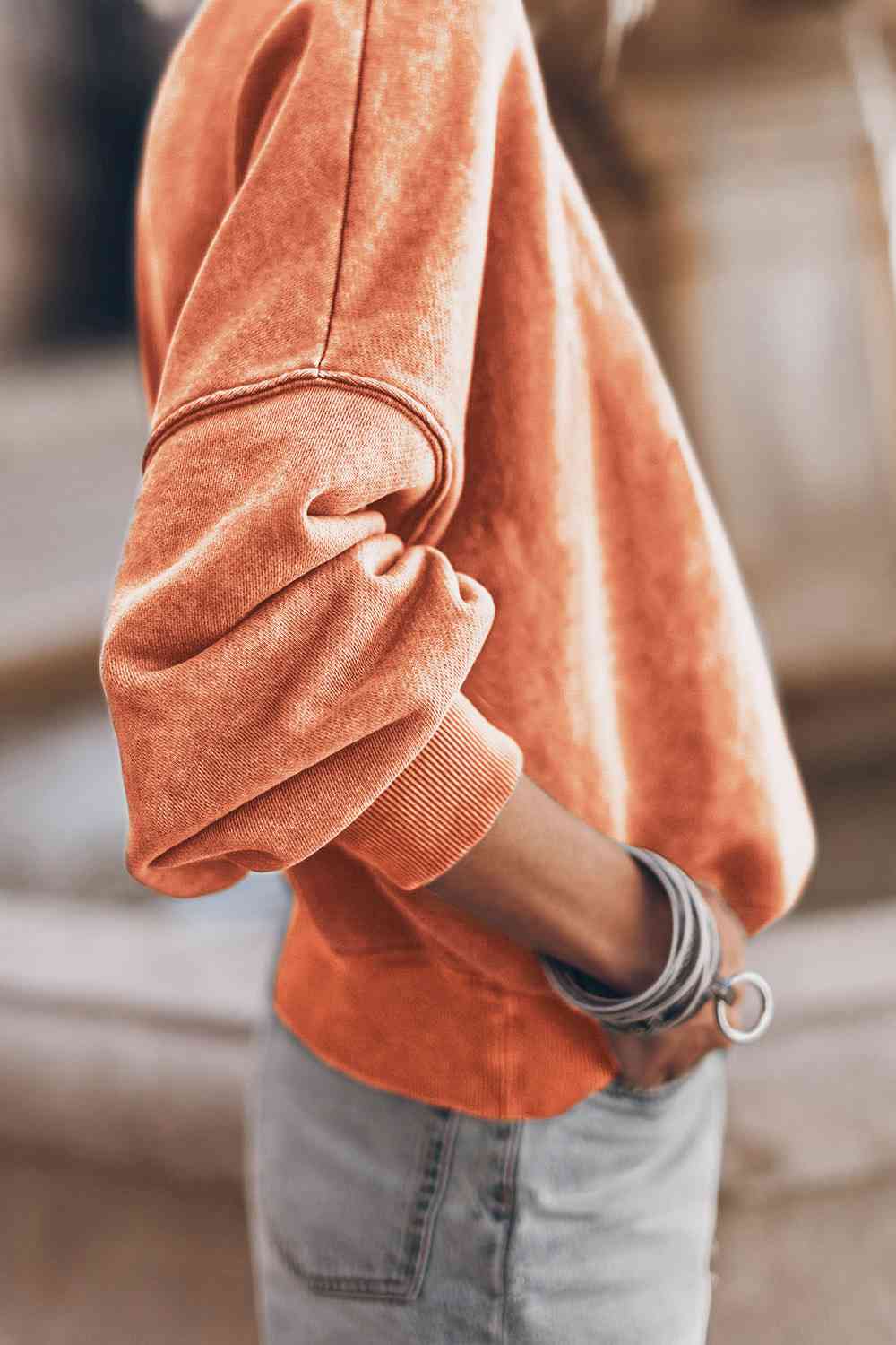 Round Neck Dropped Shoulder Sweatshirt