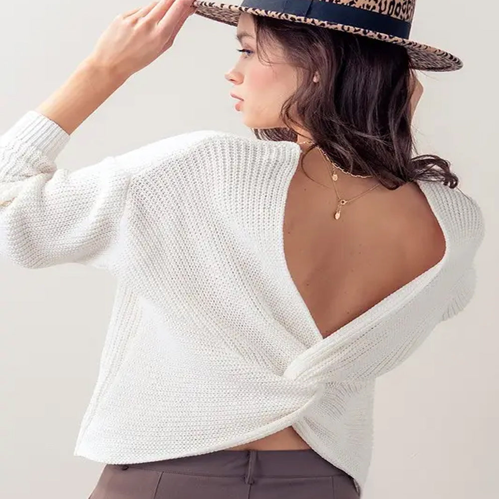 Twist Open Back Sweater