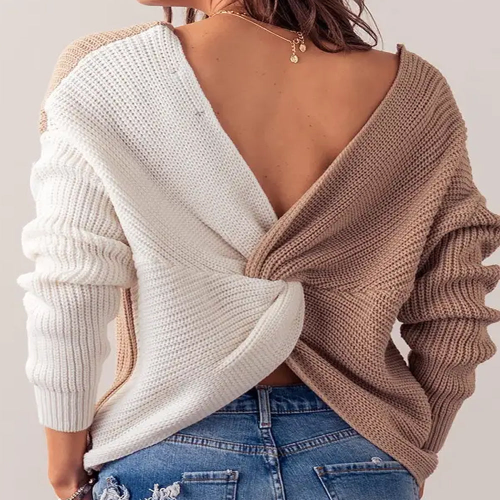 Twist Open Back Sweater