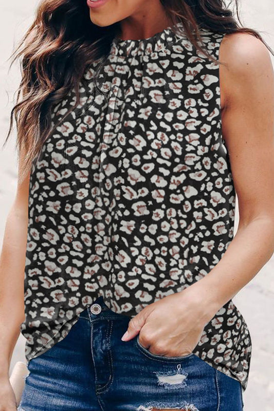 Frill Printed Round Neck Tank